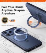 ⁦توراس جراب Q3 دوار 360 درجة لموبايل ايفون 17 برو ماكس، حامل مغناطيسي متوافق مع ماج سيف، حماية من الدرجة العسكرية، تحكم في الكاميرا، مسند مدمج 17 برو ماكس، 6.9 انش، ازرق داكن⁩ - الصورة ⁦2⁩