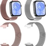 سوار معدني لساعة هواوي فيت 4/3 من جينهيك، سوار من الستانلس ستيل قابل للتعديل مع مشبك مغناطيسي لساعة هوا وي 4/3 للرجال والنساء