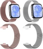 سوار معدني لساعة هواوي فيت 4/3 من جينهيك، سوار من الستانلس ستيل قابل للتعديل مع مشبك مغناطيسي لساعة هوا وي 4/3 للرجال والنساء