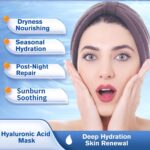 ⁦قناع وجه بحمض الهيالورونيك من بيلوكس - 10 اقنعة ورقية مرطبة للبشرة الجافة - قناع وجه كوري للنساء والرجال - قناع وجه مرطب لروتين العناية بالبشرة⁩ - الصورة ⁦3⁩