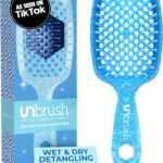 فرشاة فك تشابك الشعر من اف اتش اي هيت بدون ألم لجميع أنواع الشعر الرطب أو الجاف — شعيرات مضادة للكهرباء الساكنة من نوع DuoFlex المتينة، مقبض خفيف الوزن، فرشاة شعر مهوَّأة، أزرق الياقوت