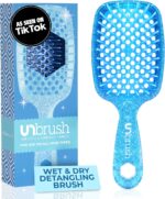 فرشاة فك تشابك الشعر من اف اتش اي هيت بدون ألم لجميع أنواع الشعر الرطب أو الجاف — شعيرات مضادة للكهرباء الساكنة من نوع DuoFlex المتينة، مقبض خفيف الوزن، فرشاة شعر مهوَّأة، أزرق الياقوت