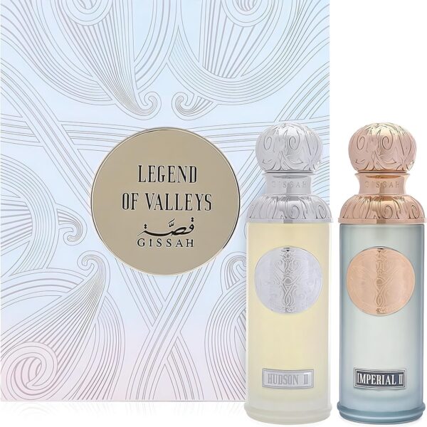 مجموعة هدايا ليجند اوف فالي مكونة من قطعتين من جيساه | امبريال فالي 90 مل + هدسون II 90 مل | عطر للنساء والرجال