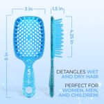 ⁦فرشاة فك تشابك الشعر من اف اتش اي هيت بدون ألم لجميع أنواع الشعر الرطب أو الجاف — شعيرات مضادة للكهرباء الساكنة من نوع DuoFlex المتينة، مقبض خفيف الوزن، فرشاة شعر مهوَّأة، أزرق الياقوت⁩ - الصورة ⁦5⁩