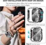 ⁦غطاء حماية لامع لساعة ابل سلسلة 10 مقاس 42 ملم، غطاء واقي مرصع بحجر الراين الماسي اللامع للنساء لملحقات اي ووتش 42 ملم (اسود/ شفاف، 42 ملم)⁩ - الصورة ⁦6⁩