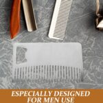 ⁦فيلكيس مشط شعر ولحية للرجال من الستانلس ستيل بحجم بطاقة الائتمان، مشط جيب محمول مضاد للكهرباء الساكنة مع فتاحة زجاجات لتصفيف الشعر والتصفيف⁩ - الصورة ⁦3⁩