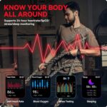 ⁦كاستويف ساعة لياقة بدنية ذكية للرجال مع متتبع للنشاط، 1.85 انش بتصميم عسكري بتصنيف IP68 لمقاومة المياه والغبار، ساعة ذكية لاجهزة اندرويد وايفون، مع ادارة كاملة للصحة وتتبع النوم⁩ - الصورة ⁦4⁩